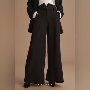 Anthropologie Elegant Black Wide-Leg Pants